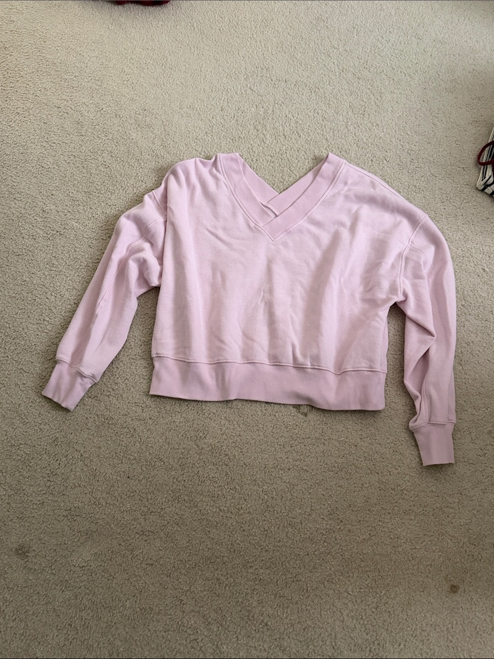 SO Light Pink V-Neck Cropped Sweater